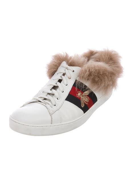 gucci fur sneakers black|denim Gucci sneakers.